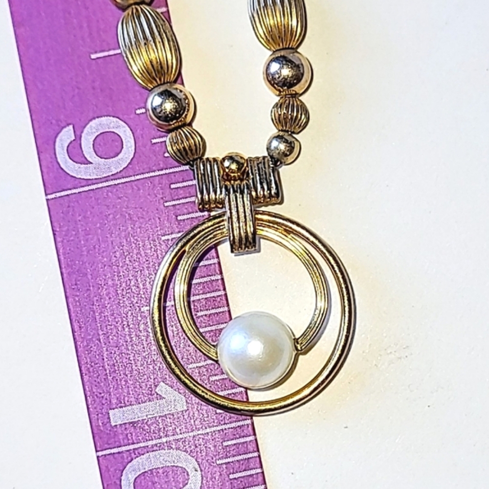 Art Deco Gold-filled Necklace with Genuine Pearls Signed AMCO - Picture 14 of 15